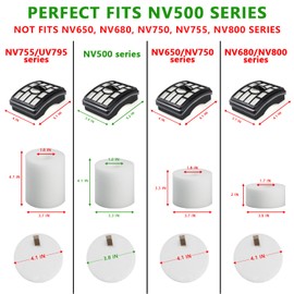 Improvedhand NV500 Filter Replacement for Shark Rotator Pro Lift-Away NV501, NV502, NV503, NV505, NV520, NV552, UV560, ZU780, ZU782, ZU785, Replace XFF500 & XHF500, 2 Post + 4 Foam & Felt Filters