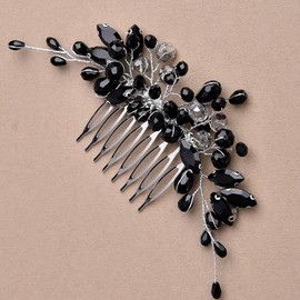 Elegant Black Rhinestone Wedding Comb - Bridal Hair Accessory for Bride & Bridesmaids, Comfortable Hairpiece for Women & Girls