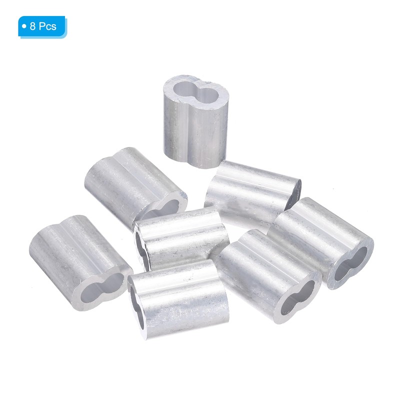 PATIKIL 5/16"/ 8mm Aluminum Crimping Loop Sleeves, 8Pcs Cable Crimp