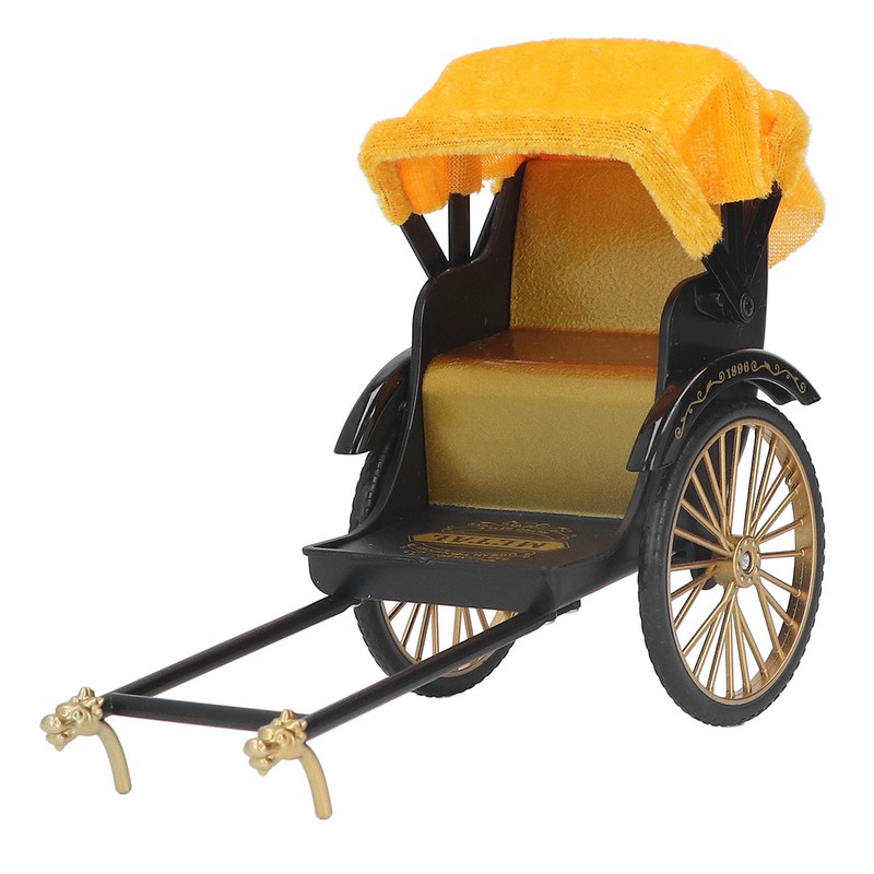 Retro Rickshaw Model Exquisite Details Nostalgic Alloy Simulation Rickshaw Toy