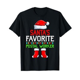 Xmas Lighting Santa's Favorite Postal Worker Funny Christmas T-Shirt