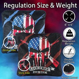 TOSJEUERA Cornhole Bags, Weather Resistant Dual Sided Slick and Stick Corn Hole Bean Bags Set of 8 for Toss Game with Carry Bag