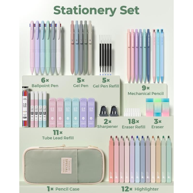 Four Candies 56 PCS Aesthetic School Supplies with Large Pencil