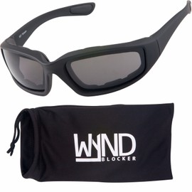 WYND Blocker Motorcycle & Biking Wind Resistant Sports Wrap Sunglasses (Black/Smoke Lens)