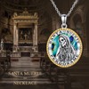 YAFEINI Santa Muerte Necklace 925 Sterling Silver Santa Muerte Abalone