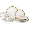 LOVECASA 12 Pieces Plates and Bowls Sets, Porcelain White and