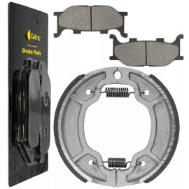 Caltric Front Brake Pads & Rear Brake Shoes for Yamaha XV250 Virago 250 1994 1995-2007