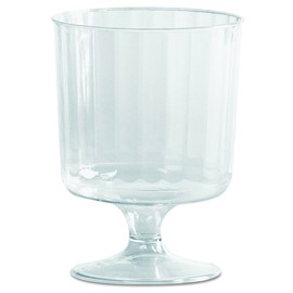 WNA CCW5240 Classicware Fluted Pedestal Wine Glasses, Glass-Like Feel, Polystyrene Material, 5-Ounce Capacity, Clear Color, Case of 240