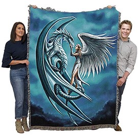 Silverback - Anne Stokes Age of Dragons Collection - Blanket Throw Woven from Cotton - Made in The USA (72x54)