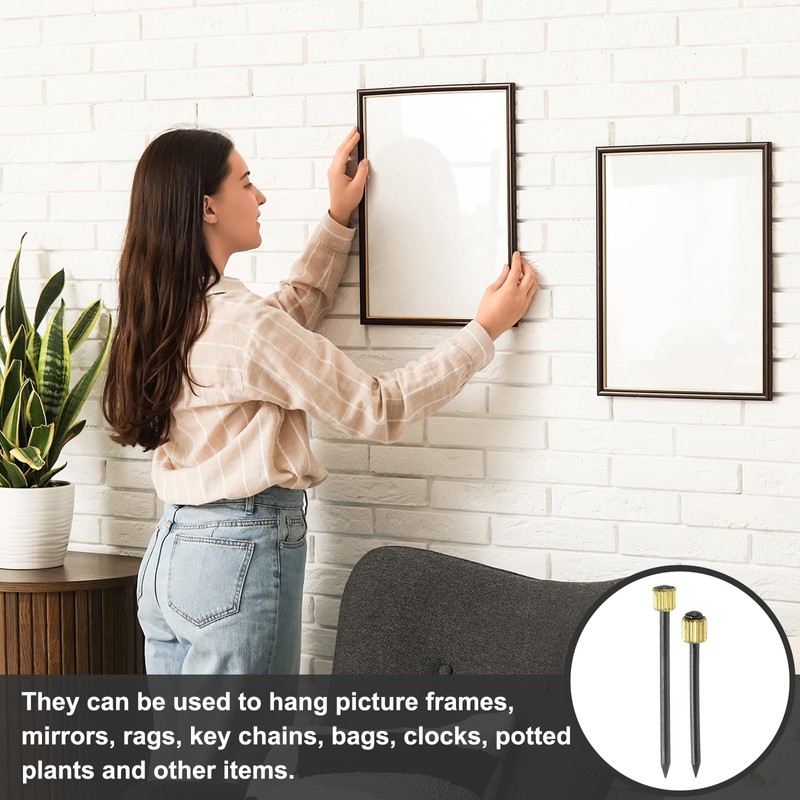 sourcing map 50Pcs Picture Hanging Nails, 2 Sizes Iron Decorative