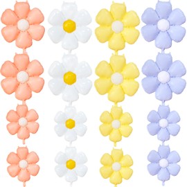 BCCSNNM 16PCS Daisy Balloons, Boho Flower Balloons Aluminum Foil Groovy Daisy Party Decorations for Birthday Baby Shower Wedding Party (4color,Large*8,Small*8)