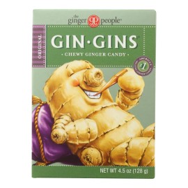 UD_Ginger People Ginger Gins Chewy Candy 4.5 oz Box Case 12-Sweet Lemon Fruit Coconut Hard Candy Halal Certified Made Sugar