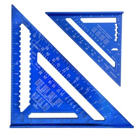 ASNOMY Imperial Triangle Ruler - 7 Inch & 12 Inch Blue Aluminum Alloy Rafter Square Protractor, High Precision Layout Measuring Tool for Engineer Carpenter