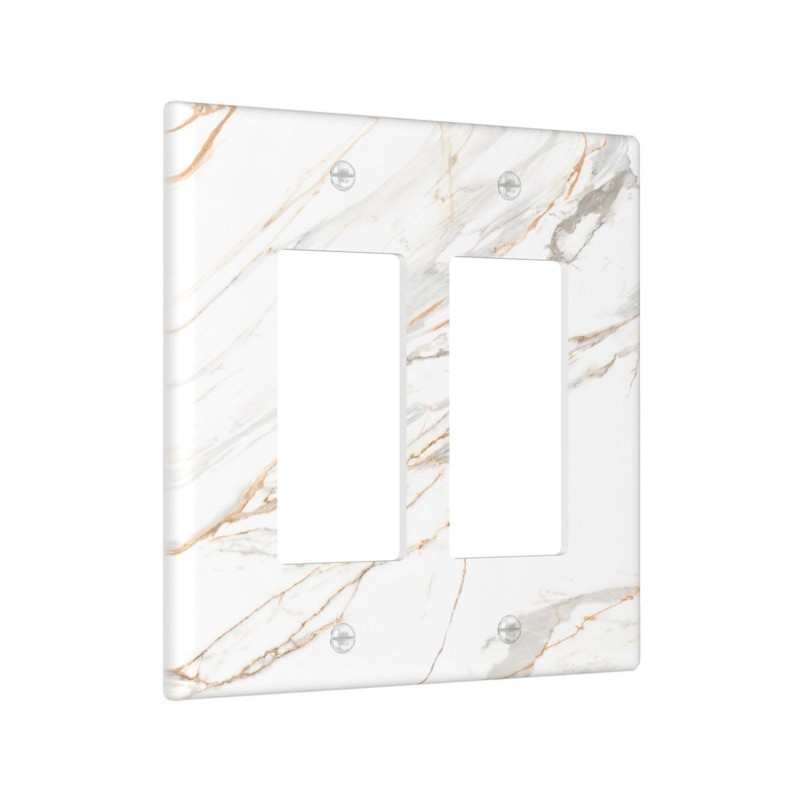 Lhdlnn White Gold Marble Light Switch Cover Decorative Double Rocker