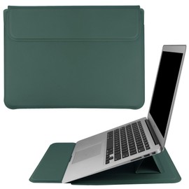 HoYiXi 13.3 Inch Laptop Sleeve Case PU Leather Case Compatible with MacBook Air M1 M2 2022-2018 / MacBook Pro 13 M2 2022-2016, Surface Pro 8 2021 / Surface Go 3 2021, Sleeve Pouch with Stand Green