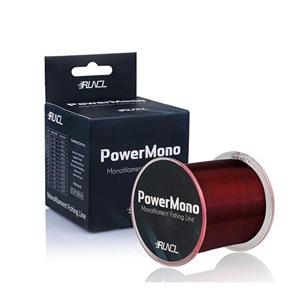 RUNCL PowerMono Fishing Line, Monofilament Fishing Line - Ultimate Strength, Shock Absorber, Suspend in Water, Knot Friendly - Mono Fishing Line (Brown, 8LB(3.6kgs), 1000yds)