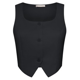 Belle Poque Waistcoat Women Vintage Square Neck Button Down Tank Top Medieval Waistcoat Y2k Waistcoat Suit Vest Black L