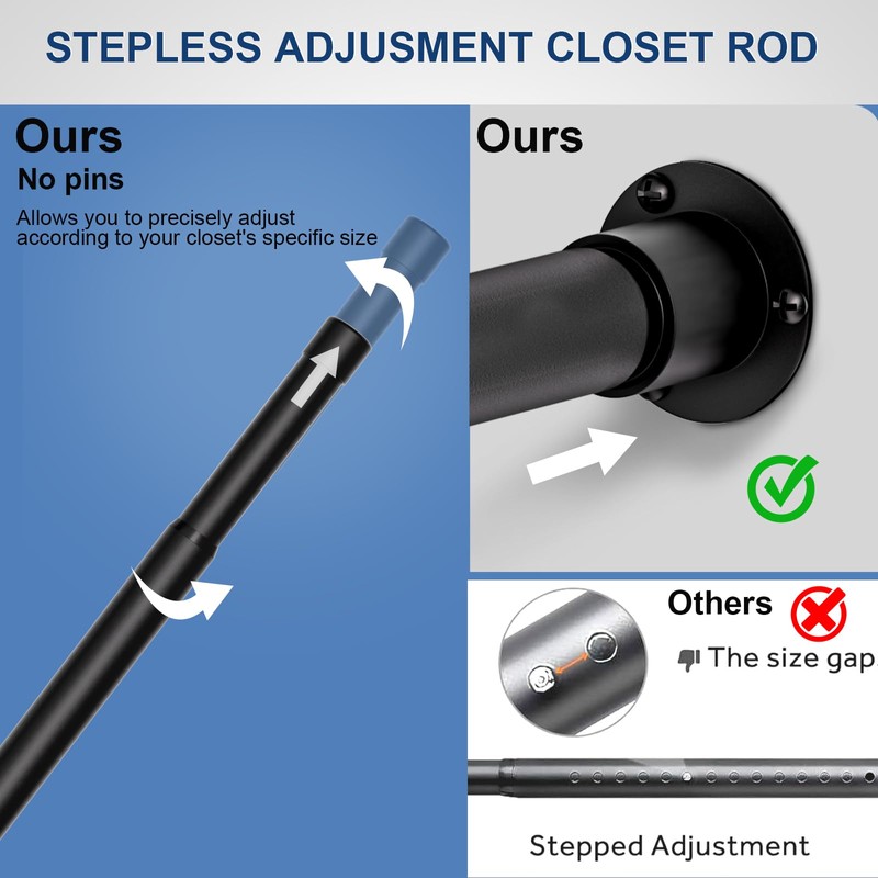 INSIMHEART Closet Rods for Hanging Clothes, 17-69in Heavy Duty Adjustable
