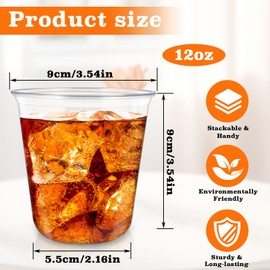 Gabotrie 100 Pcs Disposable Stemless Glasses, 12 oz Clear Round Bottom Plastic Cups, Plastic Stemless Wine Glasses, Cold Party Drinking Cups for Weddings Birthdays Cocktail Party Supplies