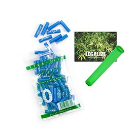 PURIZE Pack of 50 Xtra Slim Size Activated Carbon Filter 6 mm 2 Ceramic Caps, Choice of Colours + Joint Tube (Blue)