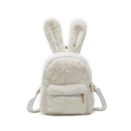 Jywmsc Cute Bunny Backpacks for Girls, Women Cute Rabbit Ears Backpack Fluffy Shoulder Bag School Bag Satchel