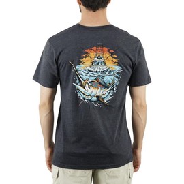 AFTCO Men's Ship Out S/S T-Shirt (US, Alpha, XX-Large, Regular, Regular, Charcoal Heather)