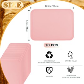 Plastic Art Trays, 10 Pack Large Stackable Activity Crafts & Serving Tray, Painting & Beads Storage (12.2 x 8.9 Inches) (Pink)
