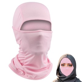 Motorcycle Balaclava, Face Cover, Breathable Sun Protection, Balaclava, Full Face Mask, Elastic, for Motorcycle, Cycling, Outdoor Sports, Summer Mask for Men and Women, Pink, pink, L