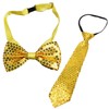 arrderly 2 Pieces Sequin Tie, Sequin Tie Bow Tie, Party