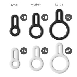 UT Wire Attachable Binditz Silicon Cable Wrap for Home Kitchen Small Appliances Computer Hair Dryer Cords in White/Black Set of 36 Assorted Sizes (UTW-R36-01)