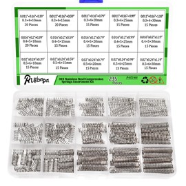Ruibapa 235PCS Springs Assortment Kit 304 Stainless Steel Compression Springs kit with 15 Different Sizes for Home Repairs & DIY