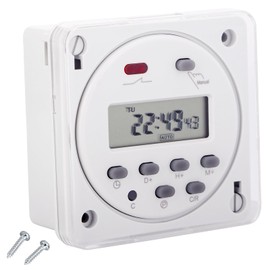 Weasch Timer Switch, CN101A, AC 110V 16Amp, Digital LCD Power Programmable Timer Time Relay Switch, Supports 28 Scheduled Times Daily or Weekly, with Waterproof Cover (1)