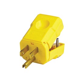 Leviton 15 Amp, 125 Volt, Plug, Industrial Grade, Straight Blade, Grounding, Python, 5256-VY, Yellow