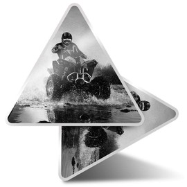 2 x Triangle Stickers 7.5cm - BW - ATV Quad Bike Motorbike Biker Fun Decals for Laptops,Tablets,Luggage,Scrap Booking,Fridges #40789