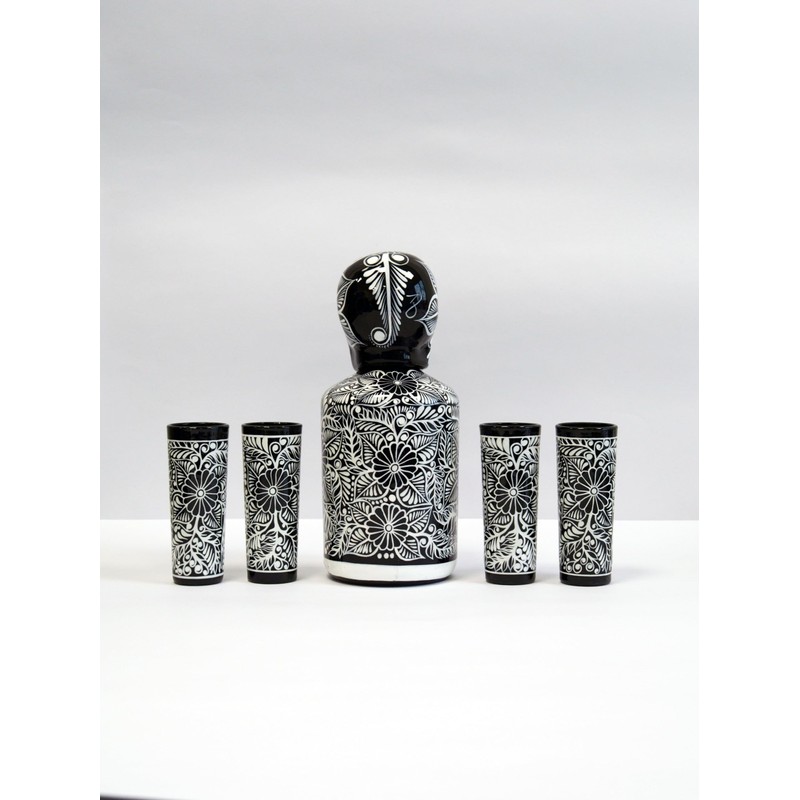 Tequila Decanter Set, Liquor Decanter with Shot Glasses and Mexican
