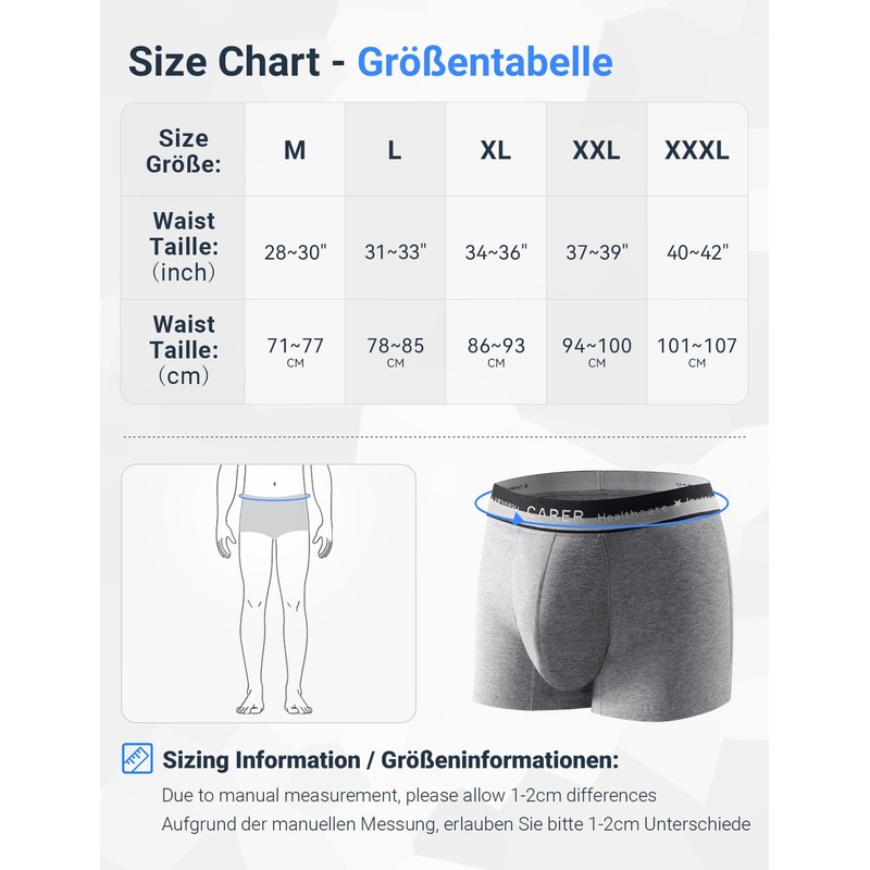 Carer Incontinence Pants Men Soft Comfortable Washable Mens Boxer Shorts