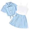 HIHA Little Girls 3 Piece Skirt Outfit Kids Short Sleeve