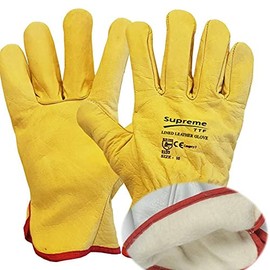 SupremeTTF 2 Pairs Drivers Work Gloves Soft Cotton Lined Leather Mens Work gloves Gardening Constructions (Medium)