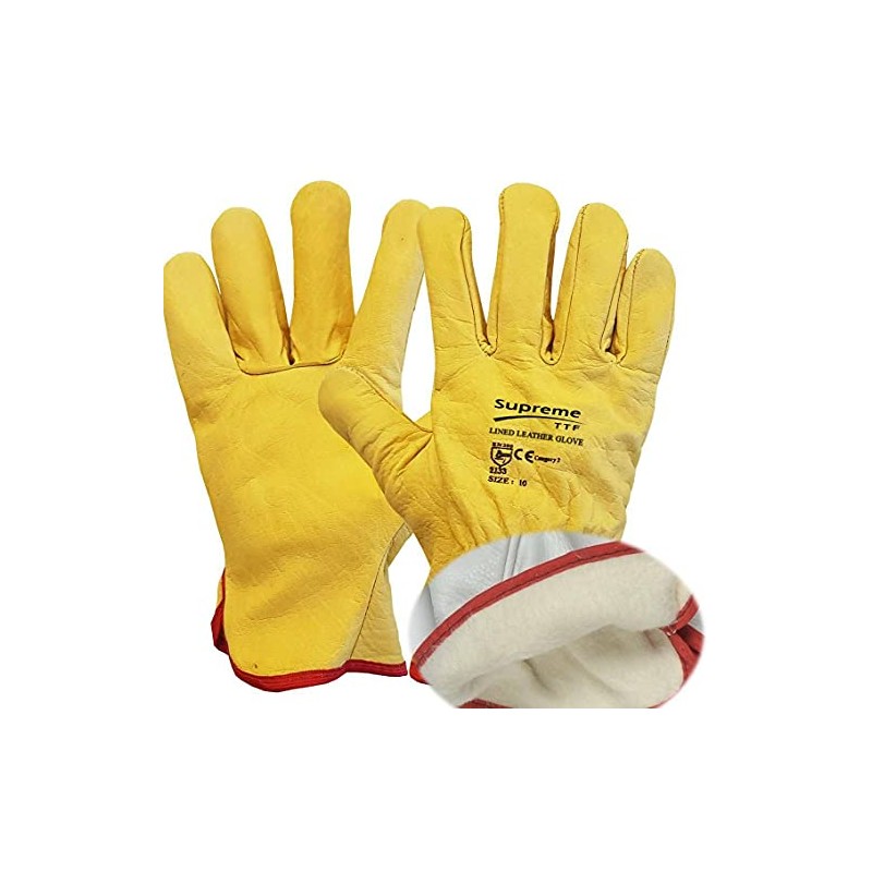 SupremeTTF 2 Pairs Drivers Work Gloves Soft Cotton Lined Leather