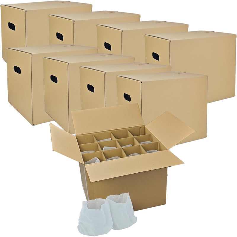 ELSINPAPOX 9 Sets Moving Boxes with Two-Layer Divider Kits,16 x