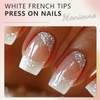 Cosmeria Glue-On Artificial Nails, Silver Glitter French Tips, Reusable Fashion