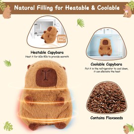 Sprinqdawin Microwavable Heating Pad Stuffed Animal for Period Cramps-Weighted Capybara Plush,2lbs Heatable & Coolable Capybara Stuffed Animal,Capybaras Plush Toys Birthday Gifts for Adults Kids