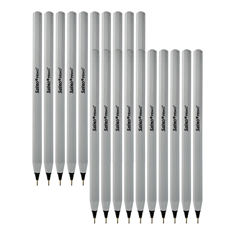 SAINO Primo+ Ballpoint Pens, BLACK, Fine Point (0.7mm), Pack of