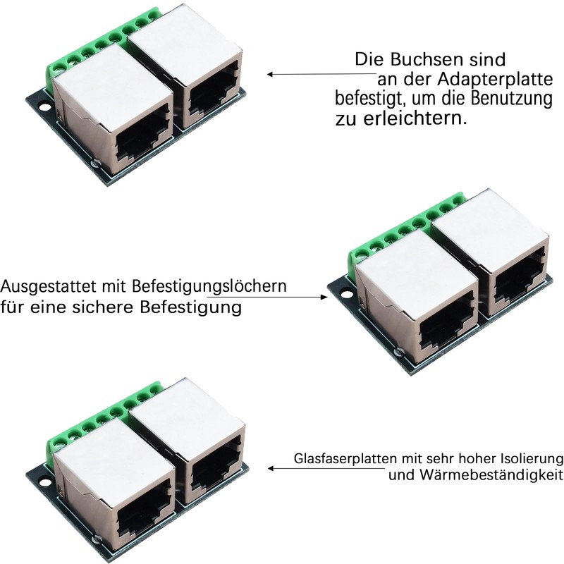XIFUHUI 2pcs RJ45 Ethernet Breakout Board Single Socket Adapter, 2.54