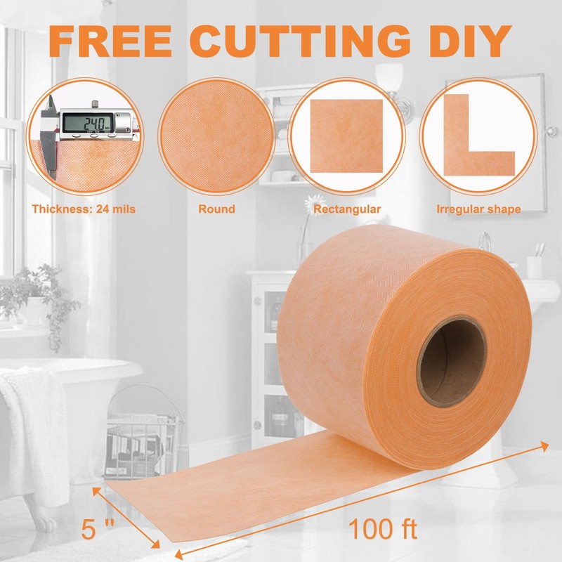 42 Sq Ft Waterproof Membrane Band Roll, 5" x 100