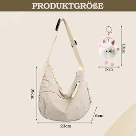 Scettar Corduroy Women's Crossbody Bag, Crescent Moon Shoulder Bag, Casual Shoulder Bag with Adjustable Shoulder Strap, Stylish Handbag for Work, Travel and Everyday Use, White