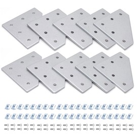 Seekliny 10pcs 4040 L Corner Bracket Joining Plate T Slotted Accessories 4040 Hardware Connector 4040 with T Nuts and Screws Silver