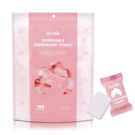 Compressed Towel 100 Pcs, Lint-Free，Disposable Compressed Face Towels, 10×12 Inch,Portable Cotton Coin Tissues for Travel, Home, Camping & Outdoor Activities
