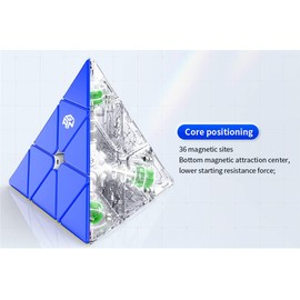 XMDCuber GAN Pyraminx M Magnetic Speed Cube - Stickerless 3 x 3 Pyramid Puzzle with 36 Magnets, 3-Layer Magnetic Pyramid Cube for Speed Cubing