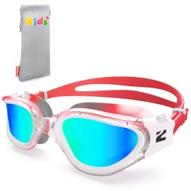 ZIONOR G1MINI Children's Swimming Goggles Ultra Polarised Comfortable Swimming Goggles Anti Fog UV Protection Swimming Goggles for Girls and Boys (Years 3-14) (Mixed White/Red/Grey/Gold)